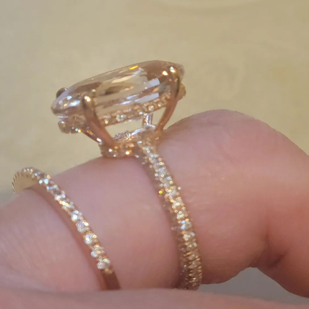 0.20 CT Half Eternity Wedding Band 14K/18K Solid Rose Gold Stackable Band 4.5